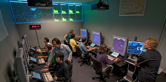 The Airspace Operations Laboratory during a Human-in-the-Loop research simulation