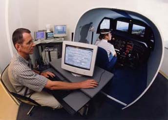 Image of research study with pilot wearing a head-mounted, eye-tracking device